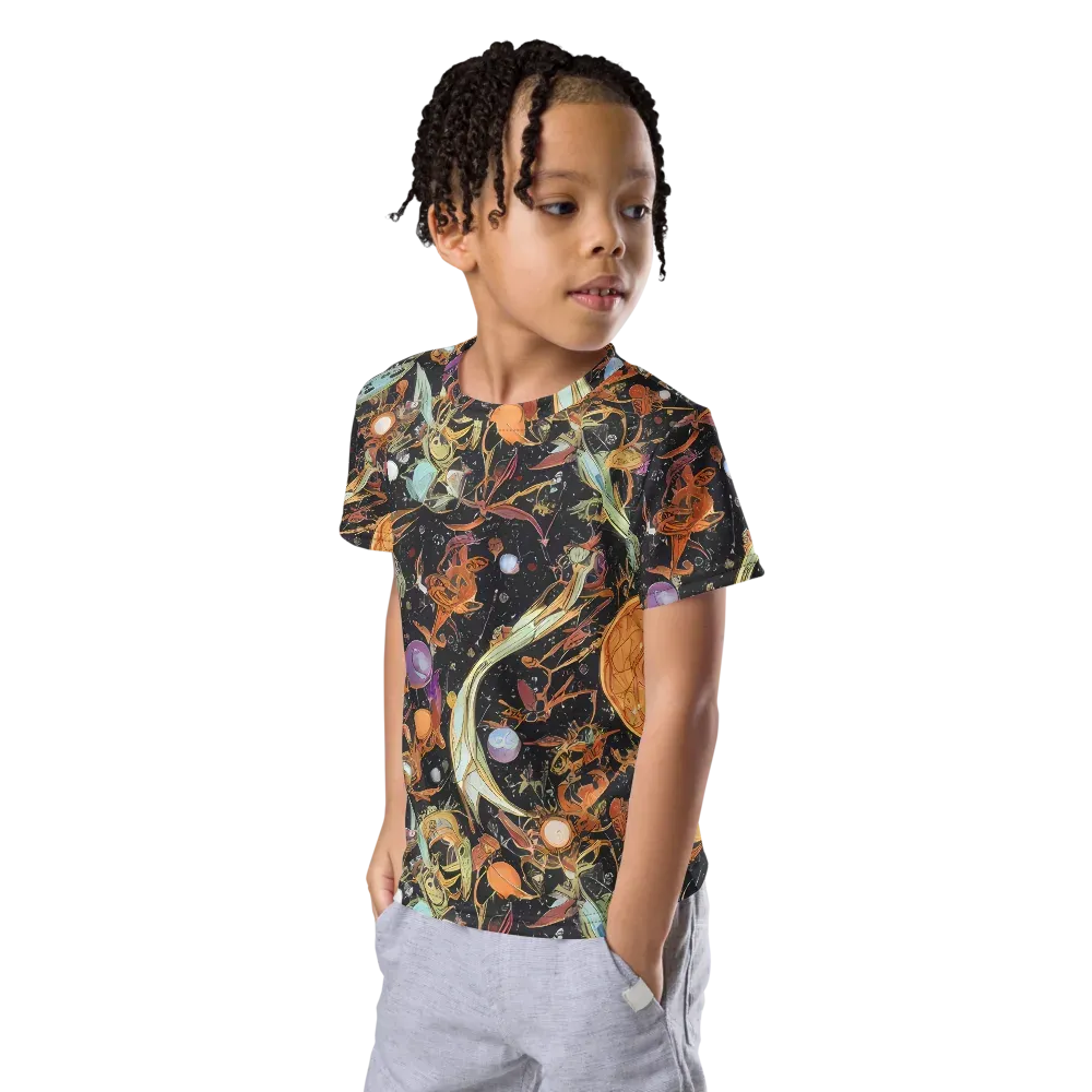 Astral Menagerie on Kids Crew Neck T-Shirt — Left Front