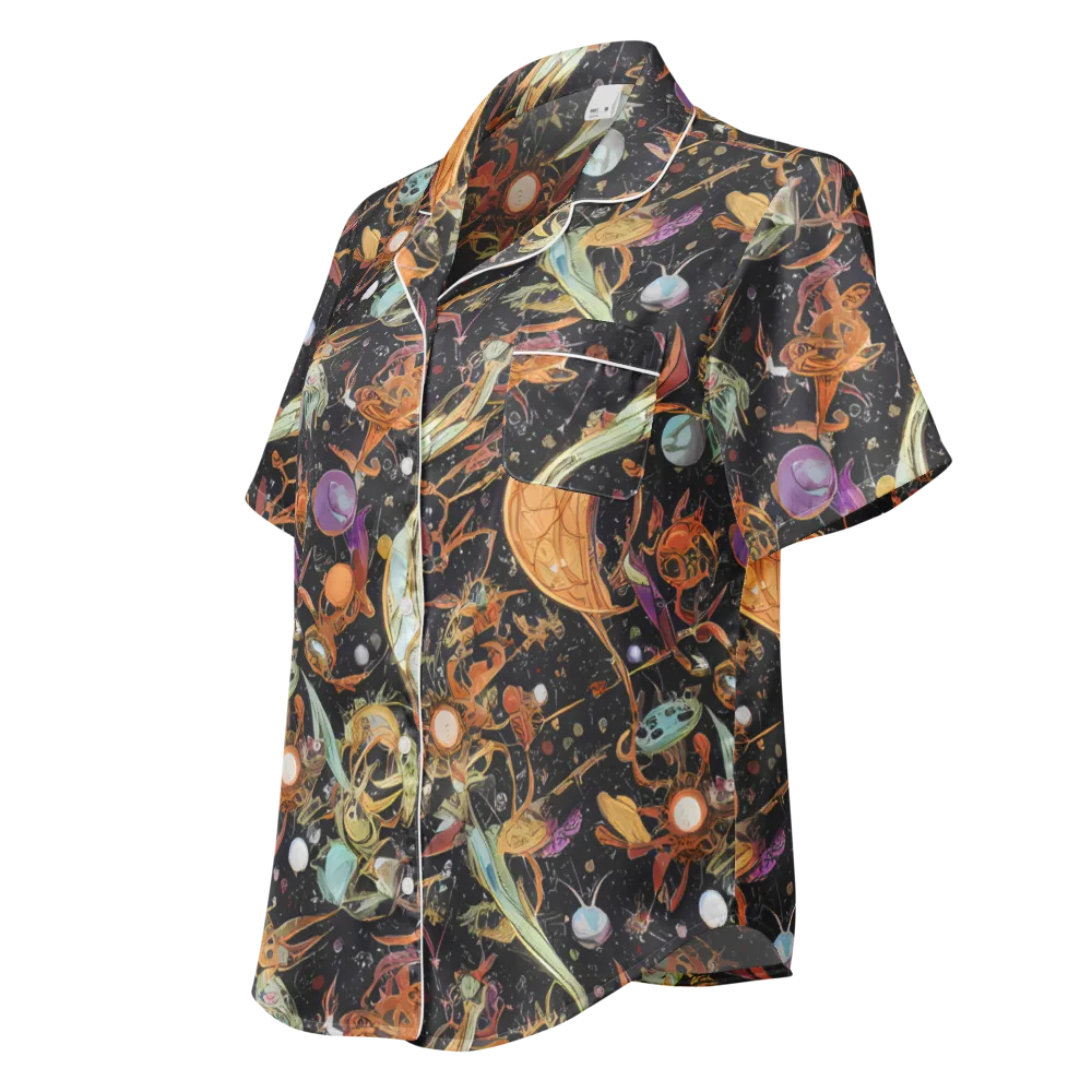 Astral Menagerie on Women's Short Sleeve Pajama Top — Left Front