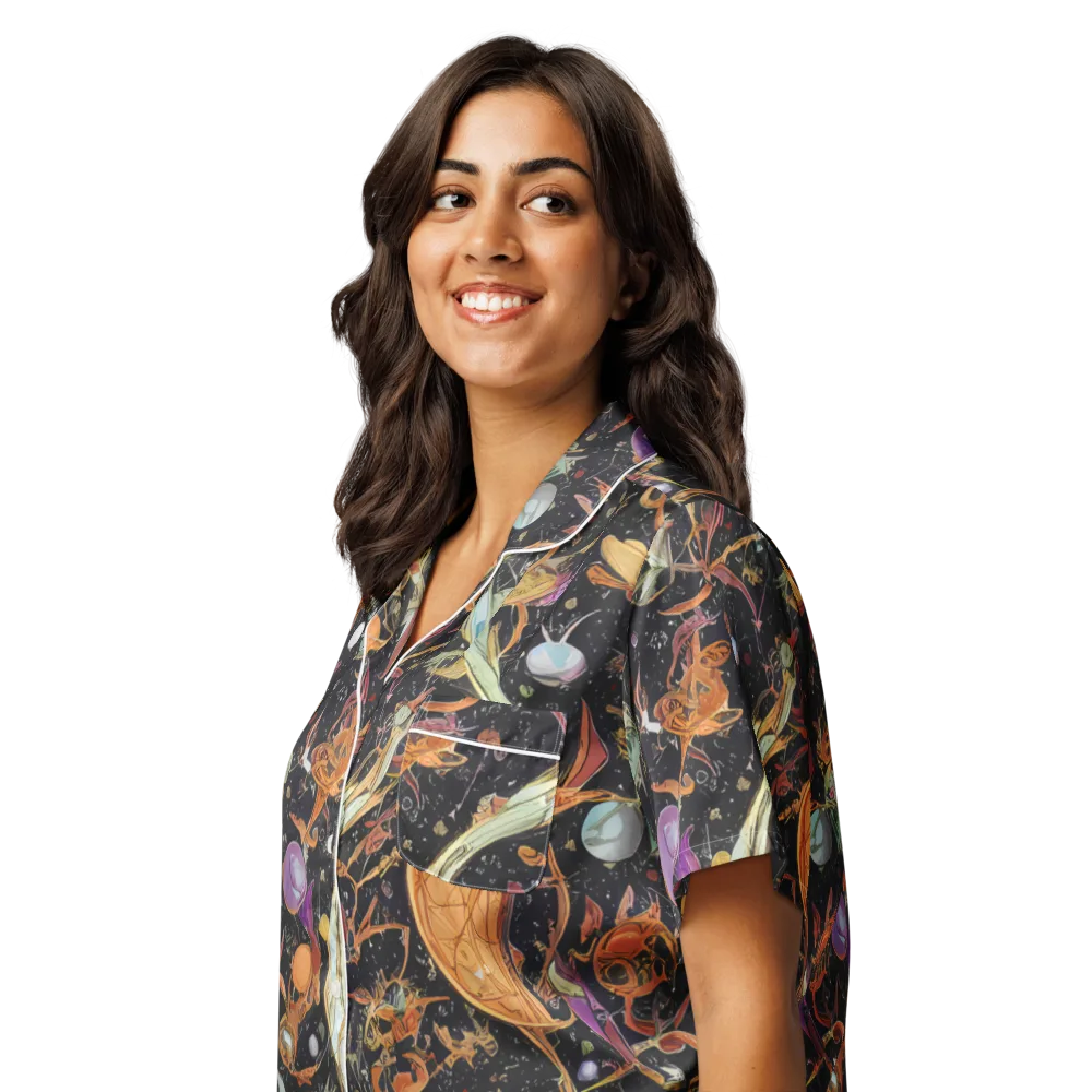 Astral Menagerie on Women's Short Sleeve Pajama Top — Left Front