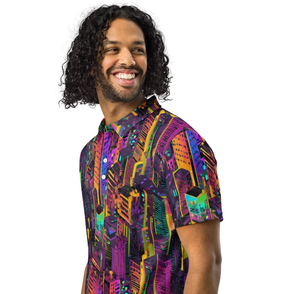 Chromatic Skyline on Men's Slim Fit Polo Shirt — Left Front