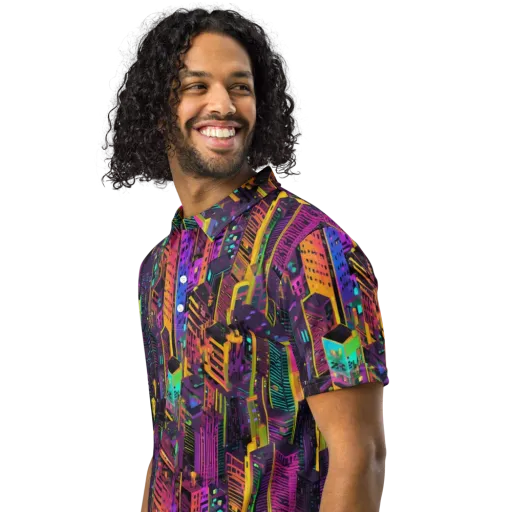 Chromatic Skyline on a Men's Slim Fit Polo Shirt