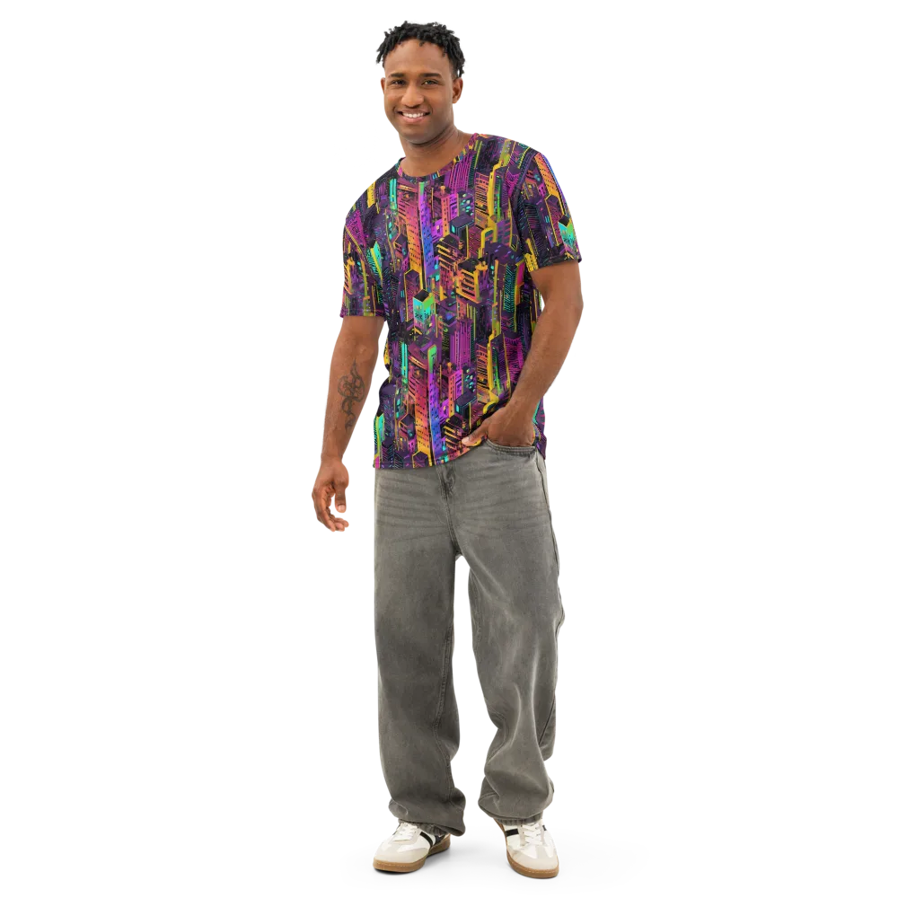 Chromatic Skyline on Men's Cotton Crew Neck T-Shirt — Front