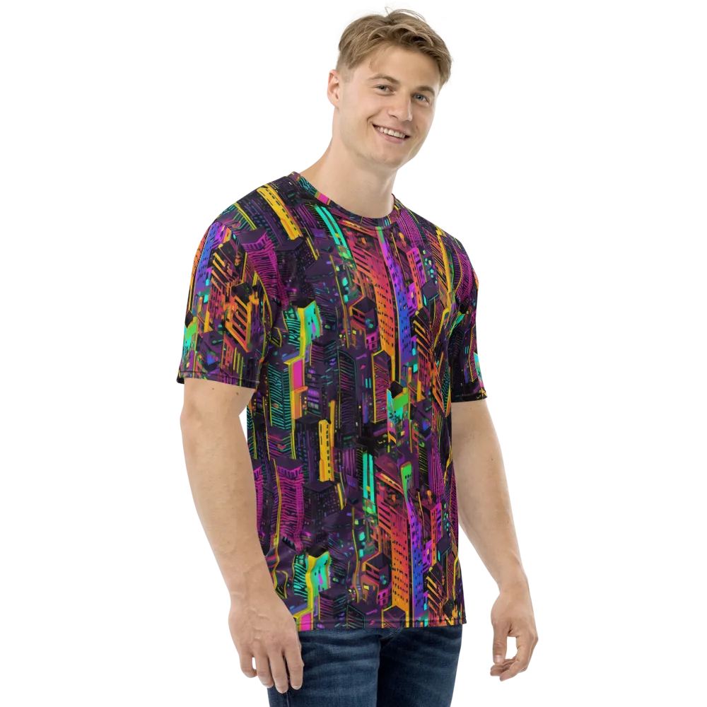 Chromatic Skyline on Men's Crew Neck T-Shirt — Right