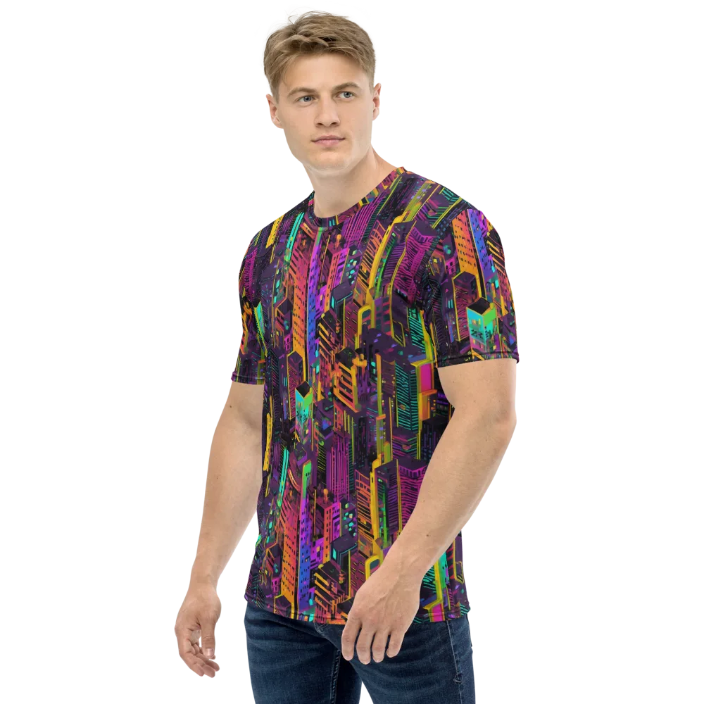 Chromatic Skyline on Men's Crew Neck T-Shirt — Left