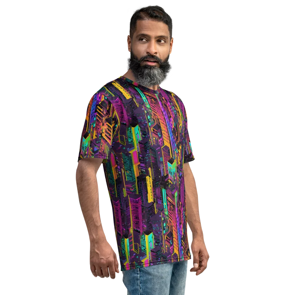 Chromatic Skyline on Men's Crew Neck T-Shirt — Right