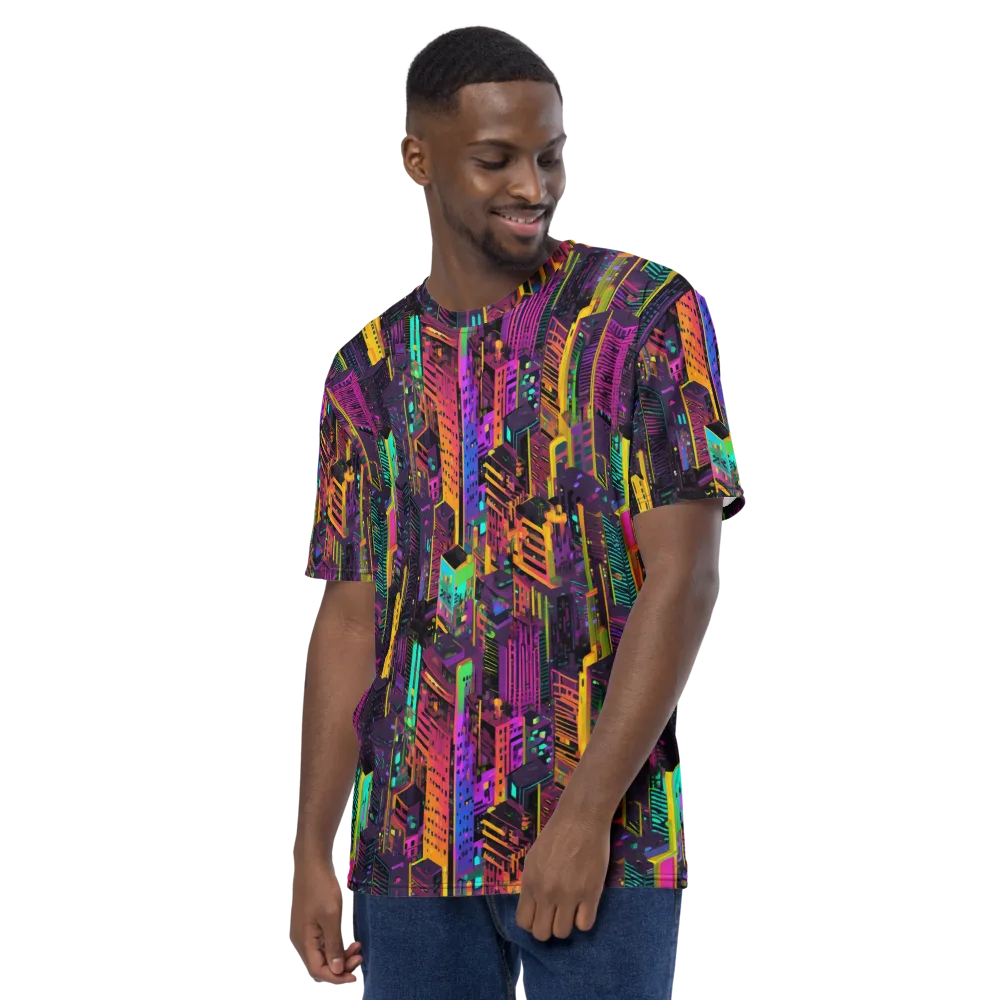 Chromatic Skyline on Men's Crew Neck T-Shirt — Left