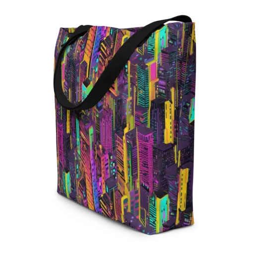 Chromatic Skyline on a Large Tote Bag W/ Pocket