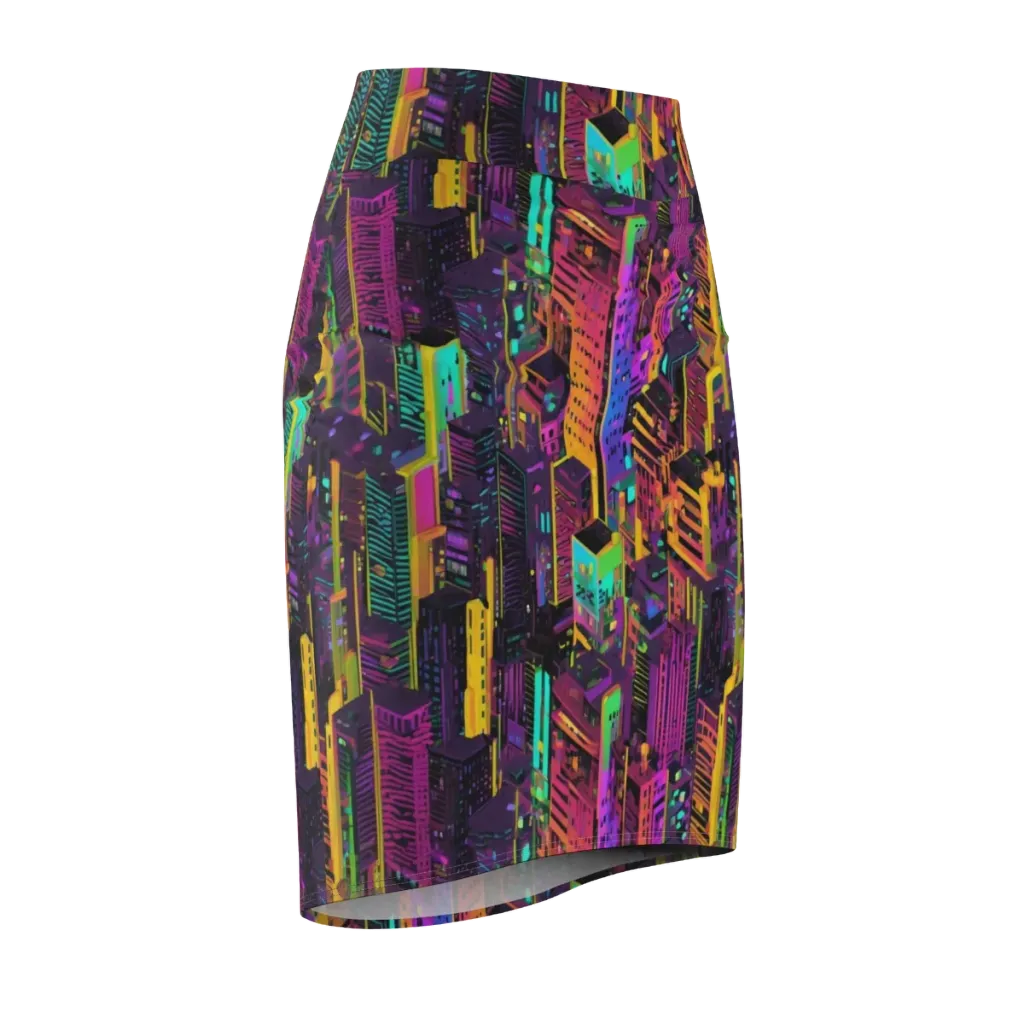 Chromatic Skyline on Pencil Skirt — Front Side