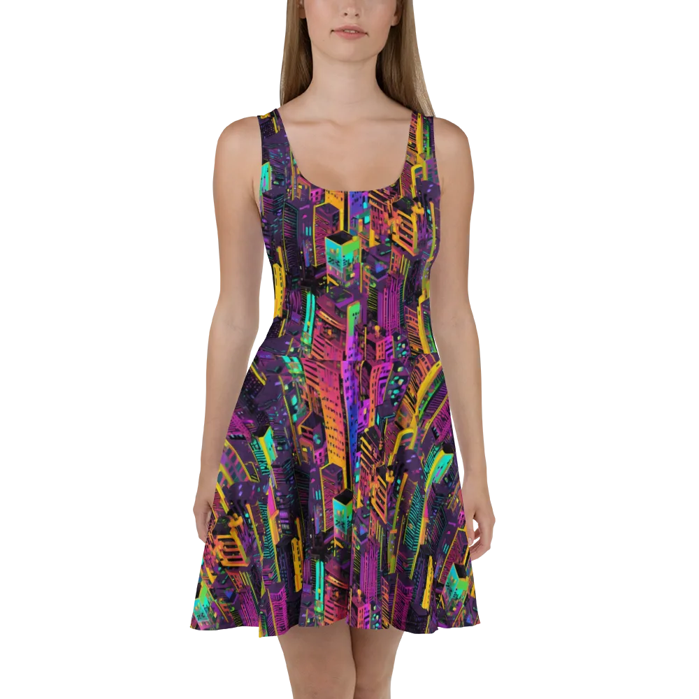 Chromatic Skyline on Skater Dress — Front