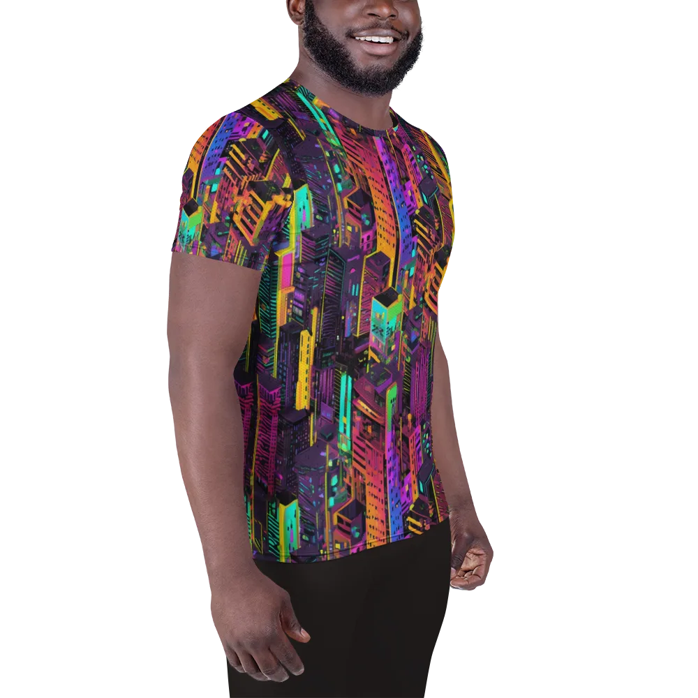 Chromatic Skyline on Men's Athletic T-Shirt — Right