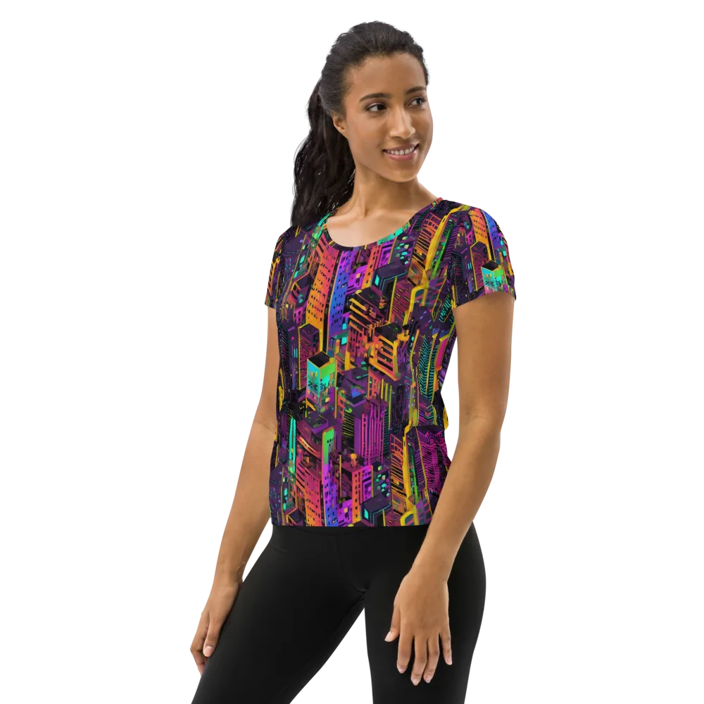 Chromatic Skyline on Women's Athletic T-Shirt — Left