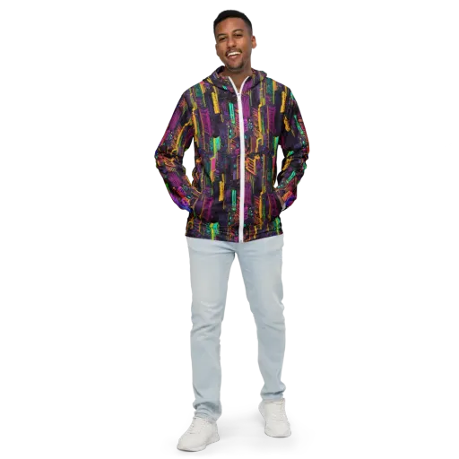 Chromatic Skyline on a Men's Windbreaker