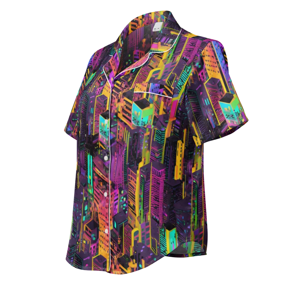 Chromatic Skyline on Women's Short Sleeve Pajama Top — Left Front