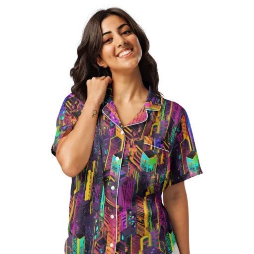 Chromatic Skyline on a Women's Short Sleeve Pajama Top