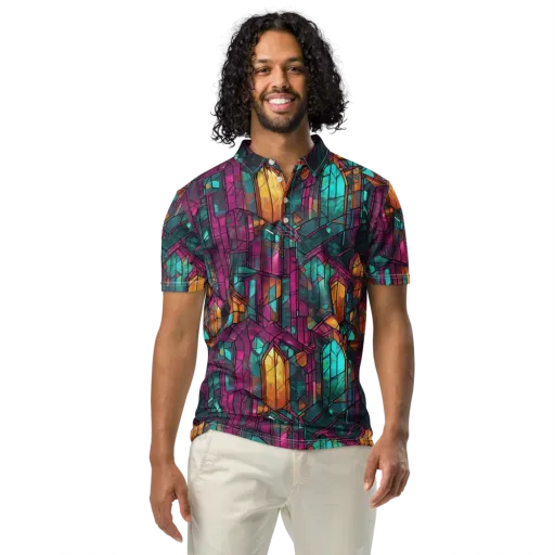 Electric Cloister on a Men's Slim Fit Polo Shirt