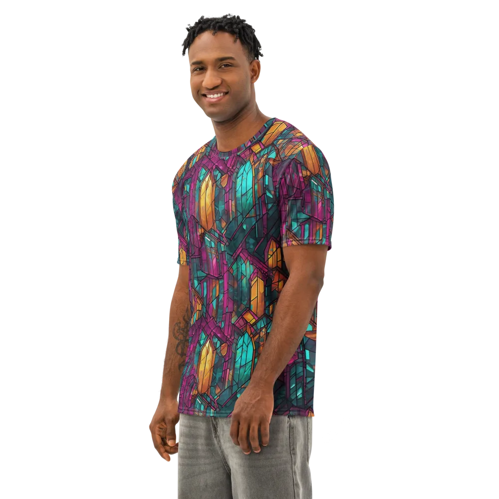 Electric Cloister on Men's Cotton Crew Neck T-Shirt — Left Front