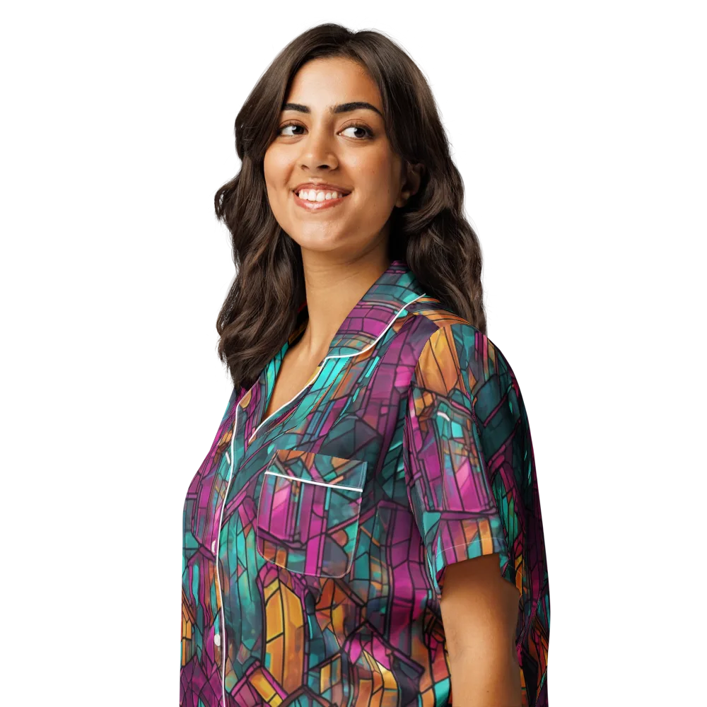 Electric Cloister on Women's Short Sleeve Pajama Top — Left Front