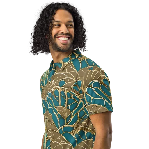 Gilded Art Nouveau on a Men's Slim Fit Polo Shirt
