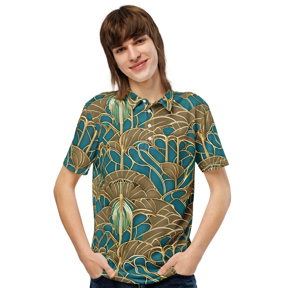 Gilded Art Nouveau on Men's Slim Fit Polo Shirt — Front