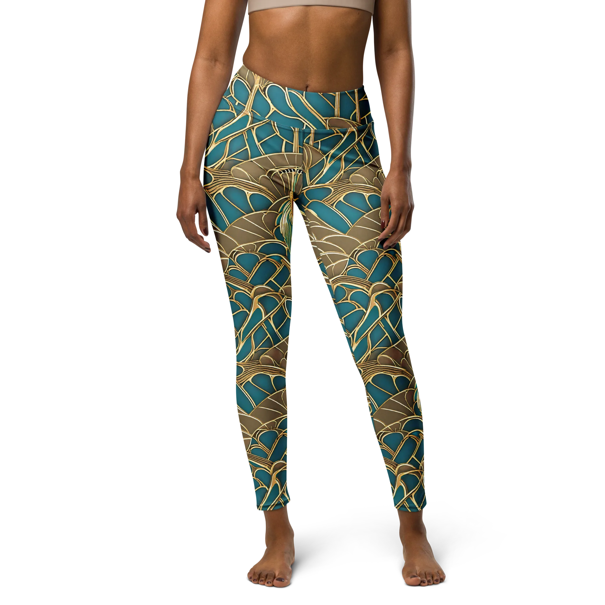 Gilded Art Nouveau on Yoga Leggings — Front