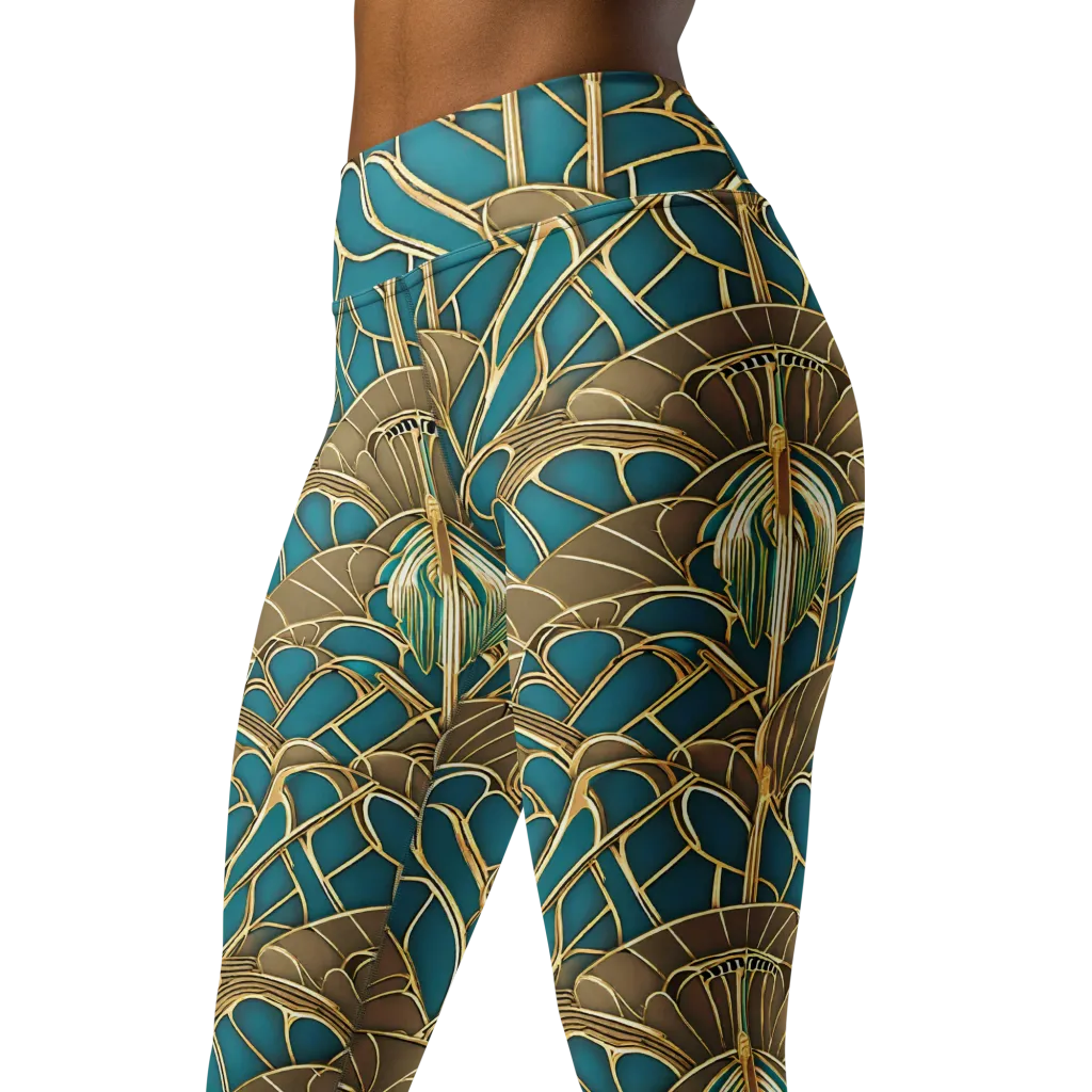 Gilded Art Nouveau on Yoga Leggings — Left Front