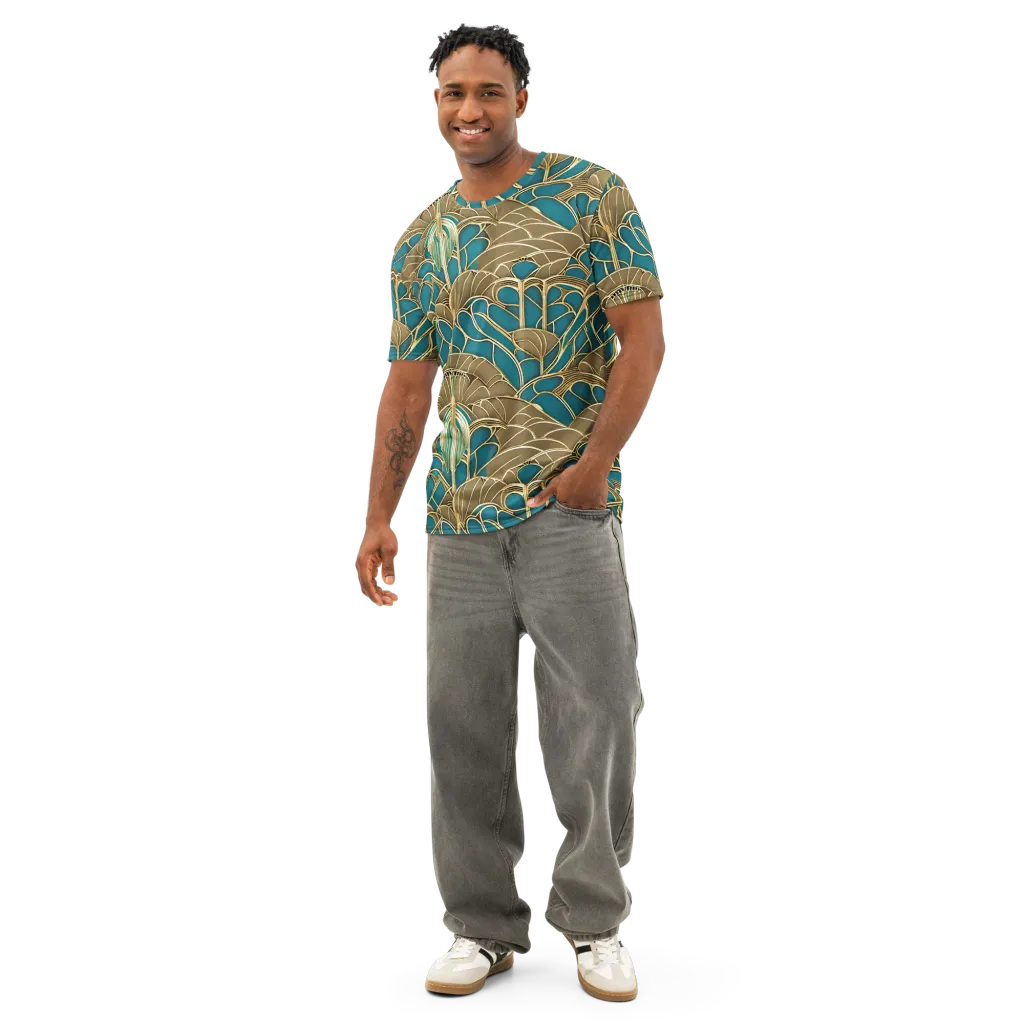 Gilded Art Nouveau on Men's Cotton Crew Neck T-Shirt — Front