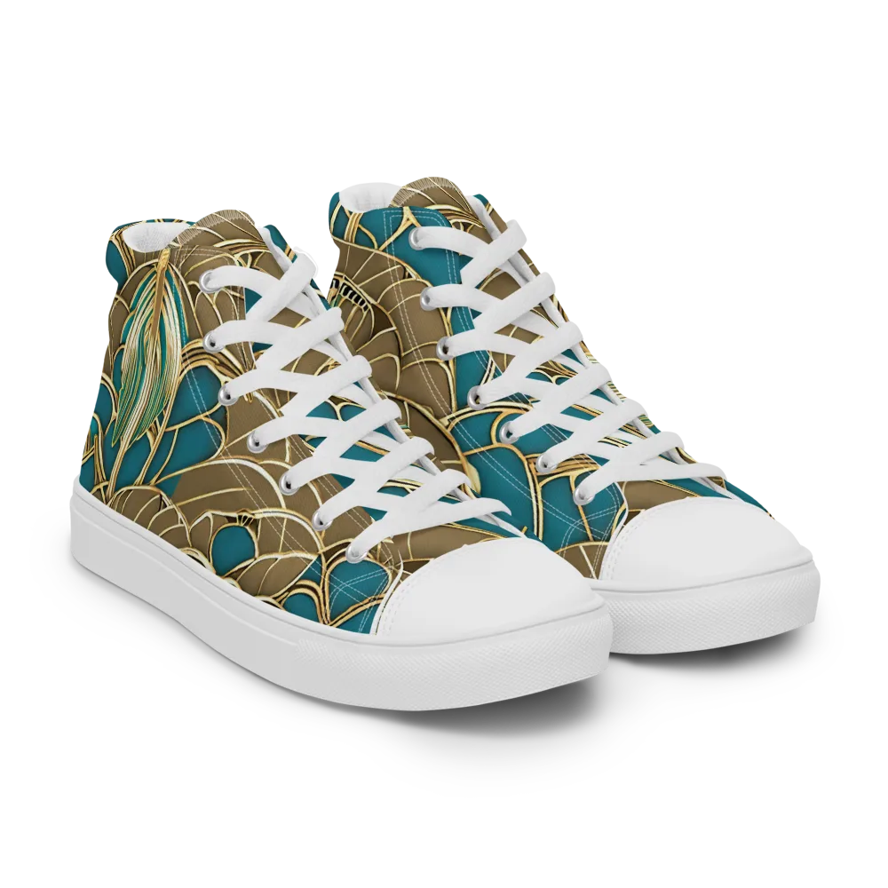 Gilded Art Nouveau on Men's High Top Canvas Shoes — Right Front