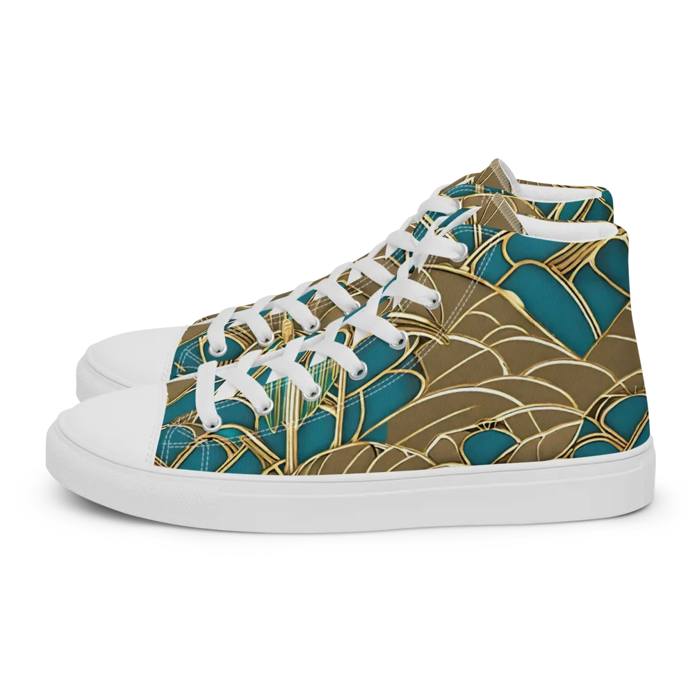 Gilded Art Nouveau on Men's High Top Canvas Shoes — Left