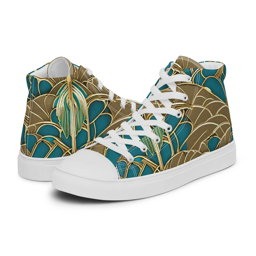 Gilded Art Nouveau on Men's High Top Canvas Shoes — Left