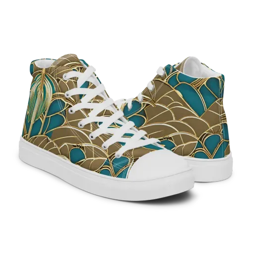 Gilded Art Nouveau on a Men's High Top Canvas Shoes