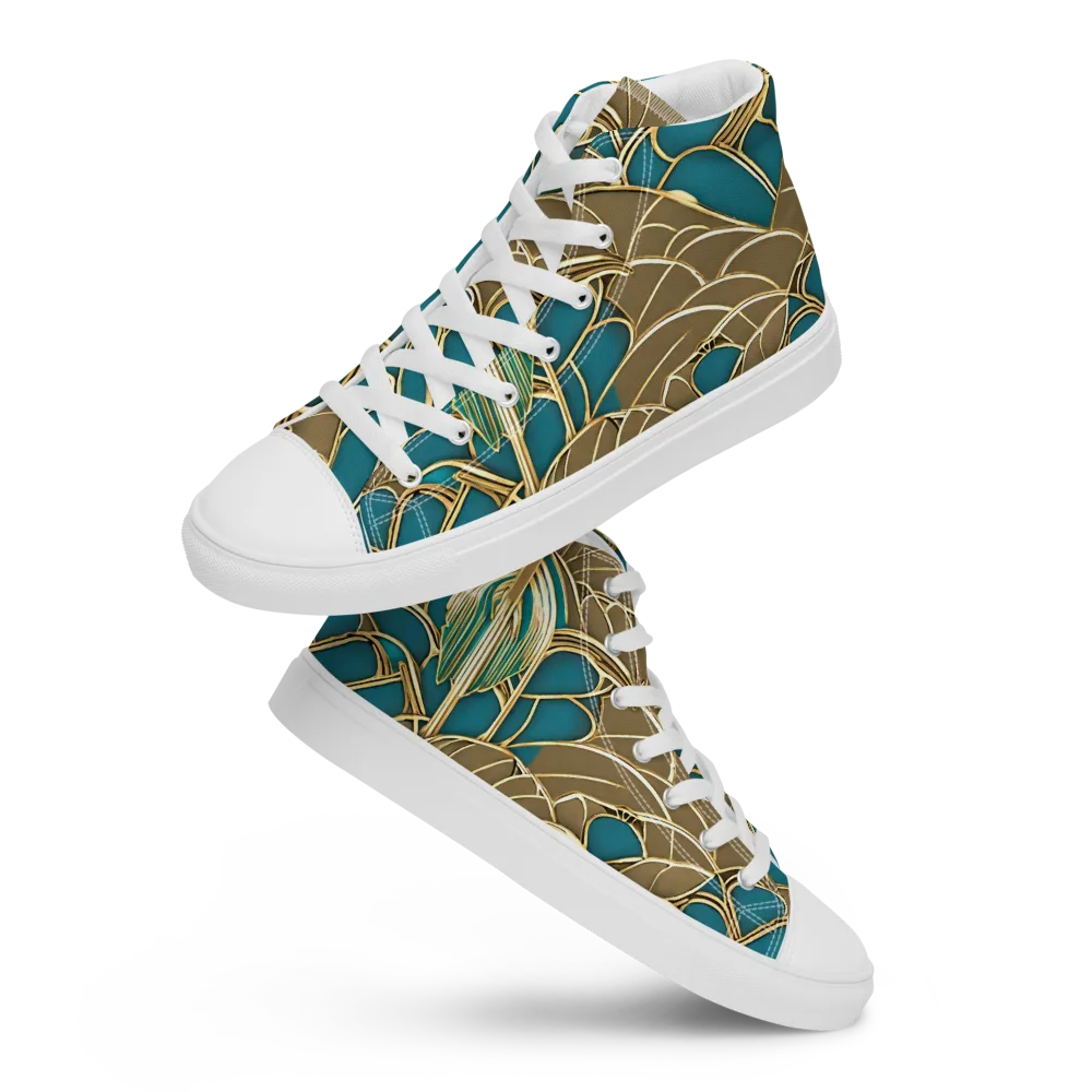 Gilded Art Nouveau on Men's High Top Canvas Shoes — Front