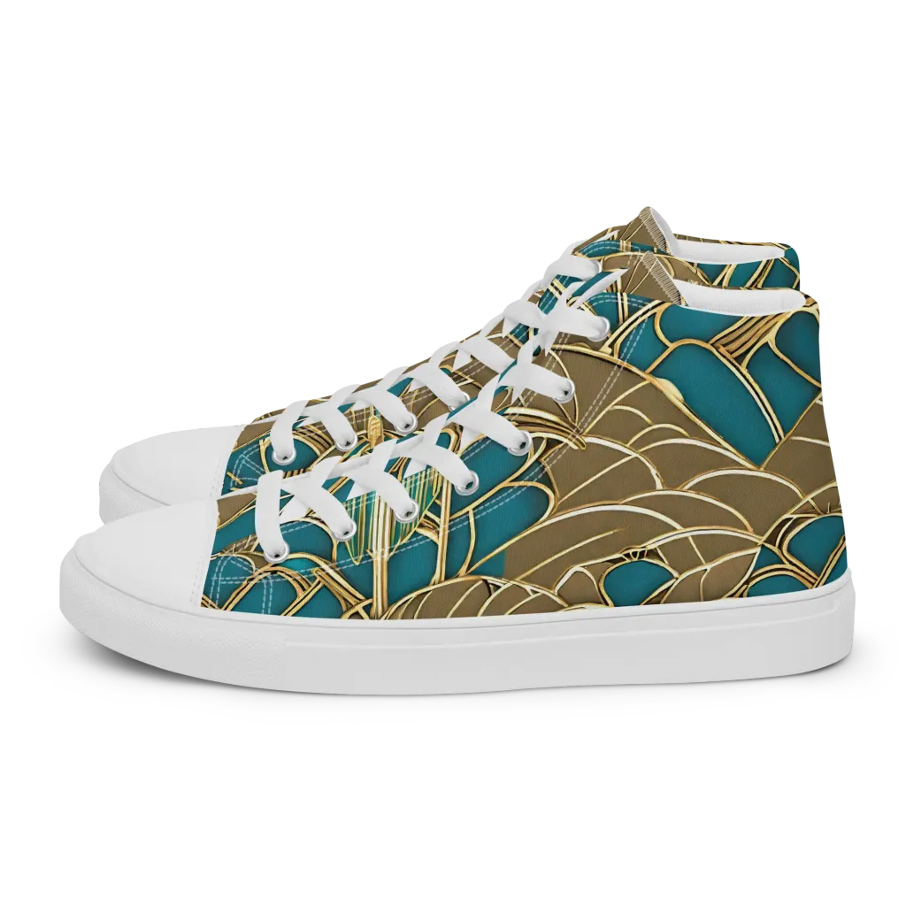 Gilded Art Nouveau on Women's High Top Canvas Shoes — Left