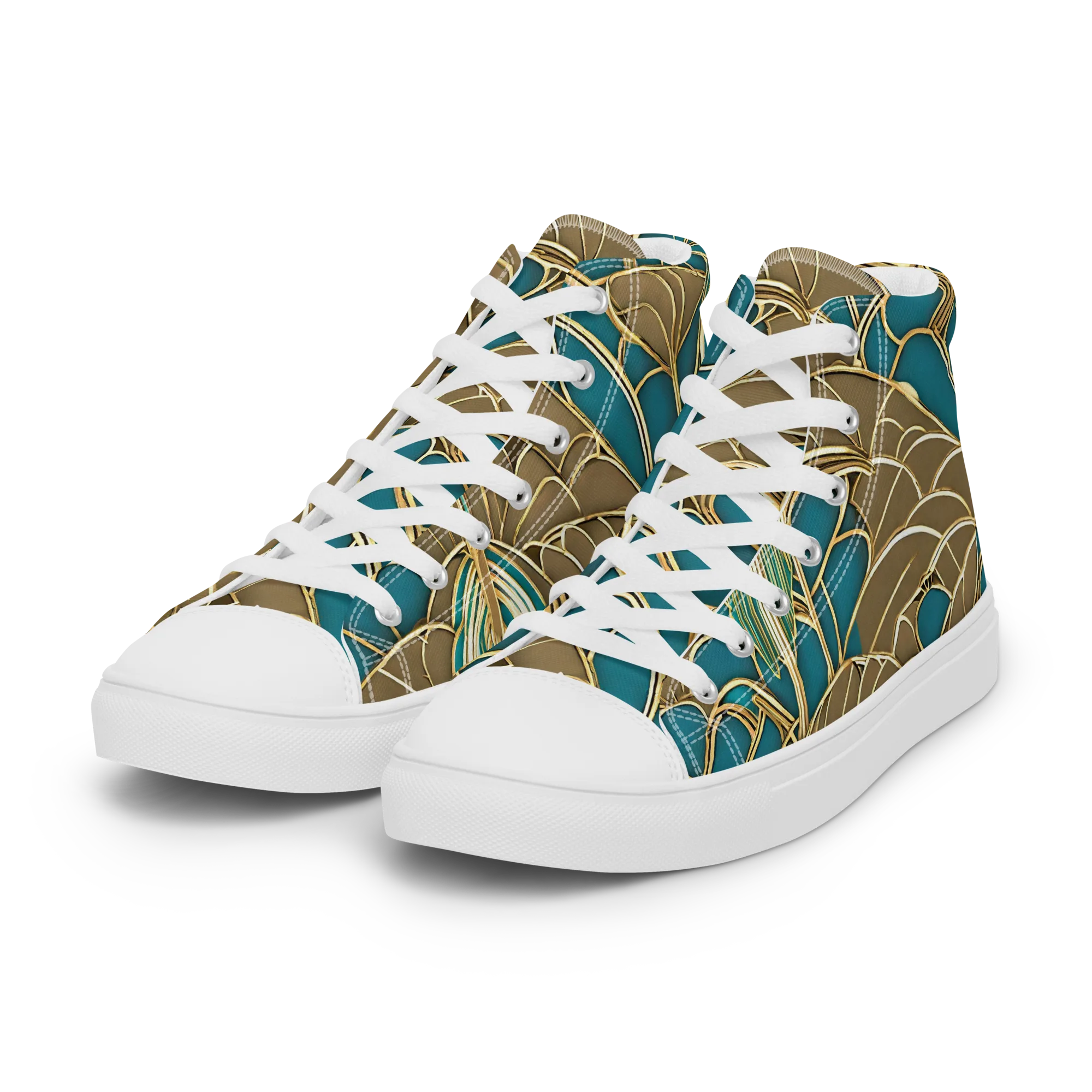 Gilded Art Nouveau on Women's High Top Canvas Shoes — Left Front