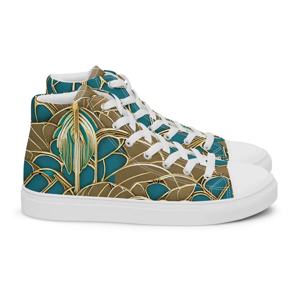 Gilded Art Nouveau on Women's High Top Canvas Shoes — Right