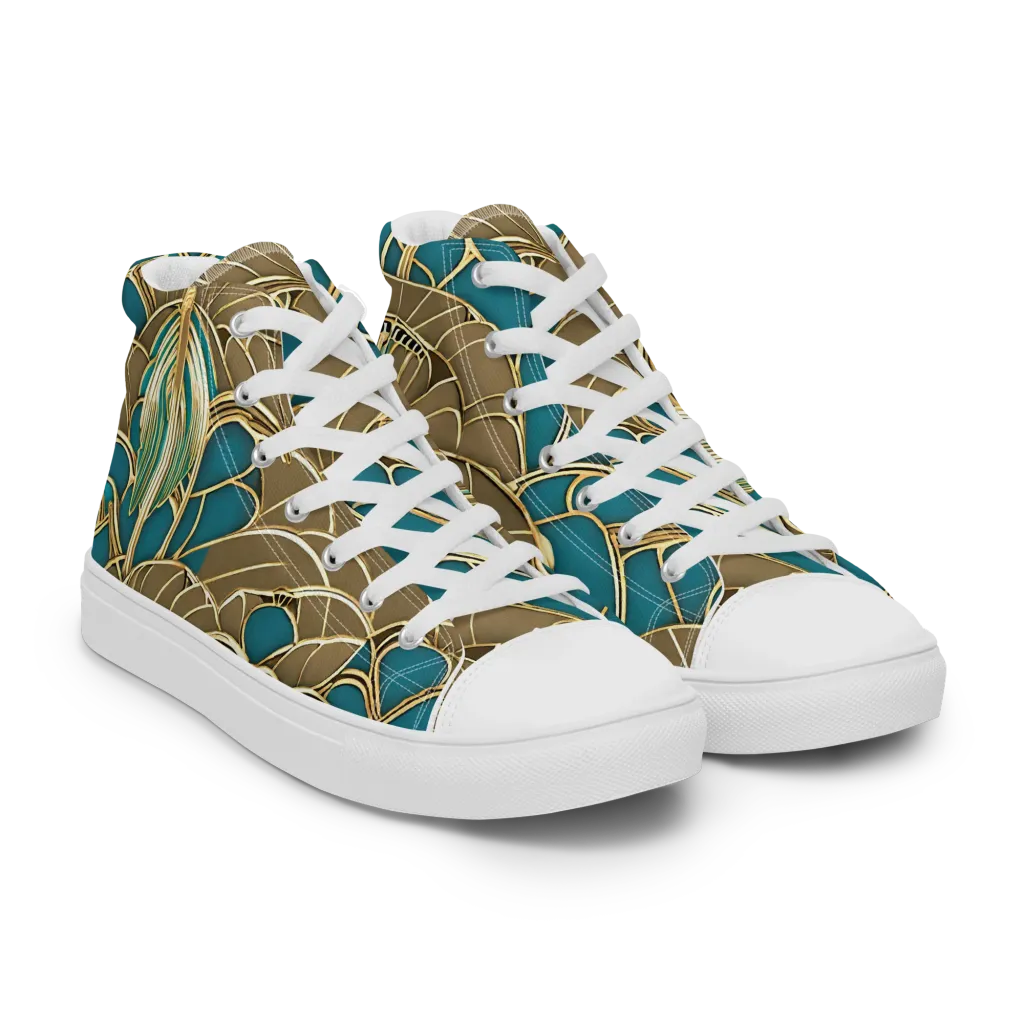 Gilded Art Nouveau on Women's High Top Canvas Shoes — Right Front