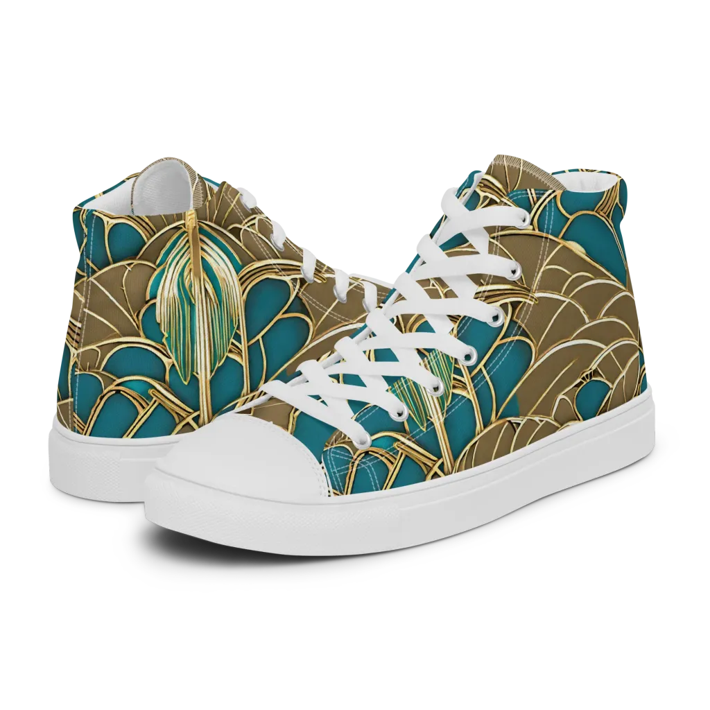 Gilded Art Nouveau on Women's High Top Canvas Shoes — Left