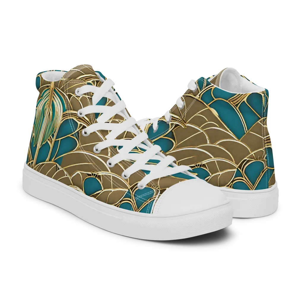 Gilded Art Nouveau on Women's High Top Canvas Shoes — Right