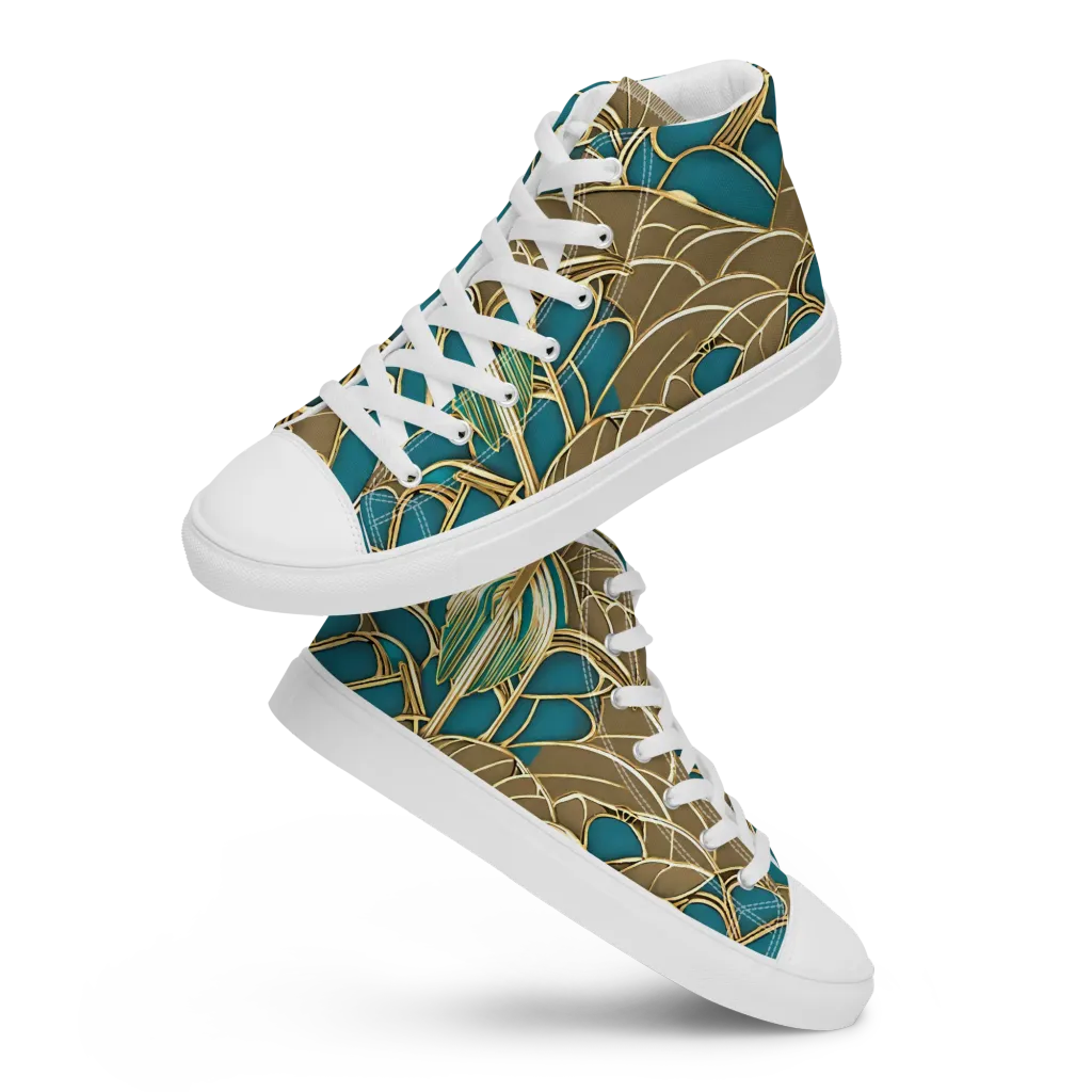 Gilded Art Nouveau on Women's High Top Canvas Shoes — Front
