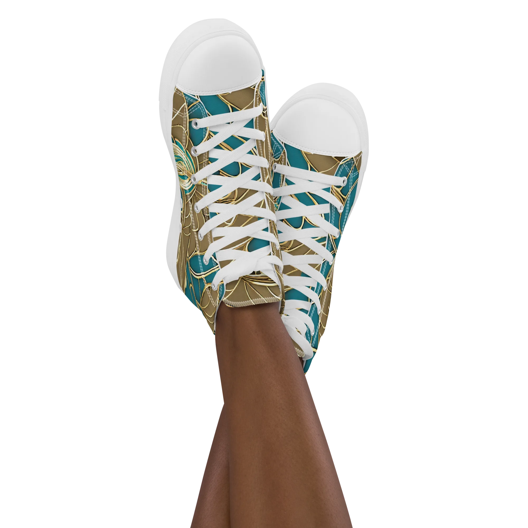 Gilded Art Nouveau on Women's High Top Canvas Shoes — Front
