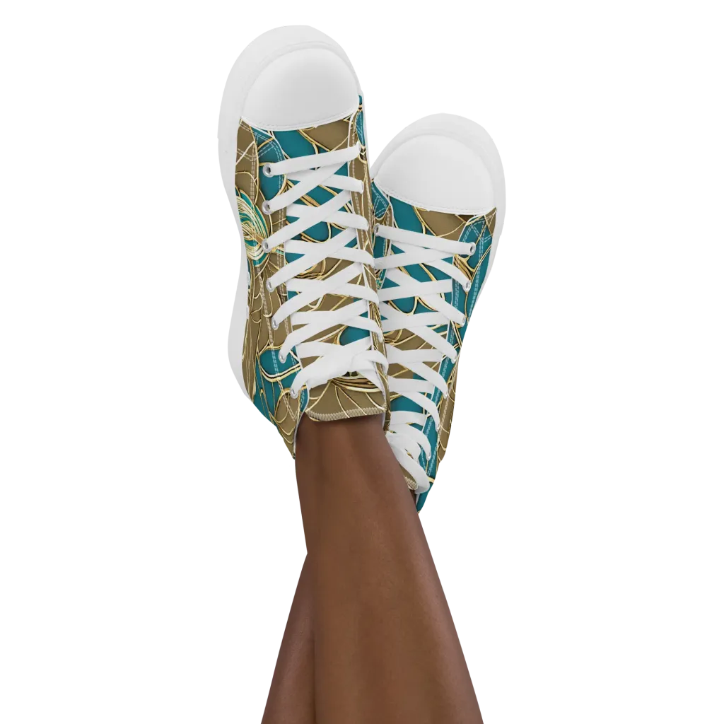 Gilded Art Nouveau on Women's High Top Canvas Shoes — Front