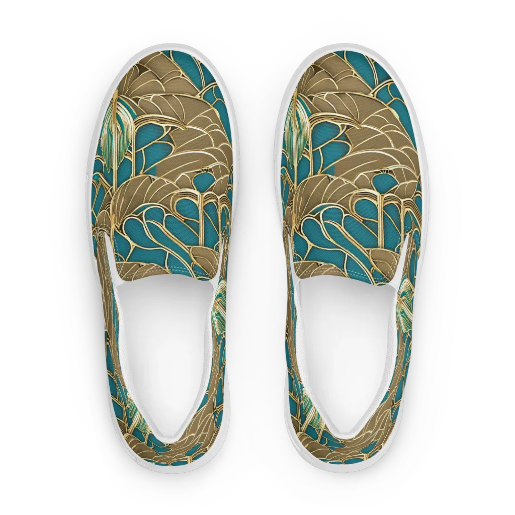 Gilded Art Nouveau on Men's Slip-On Canvas Shoes — Front