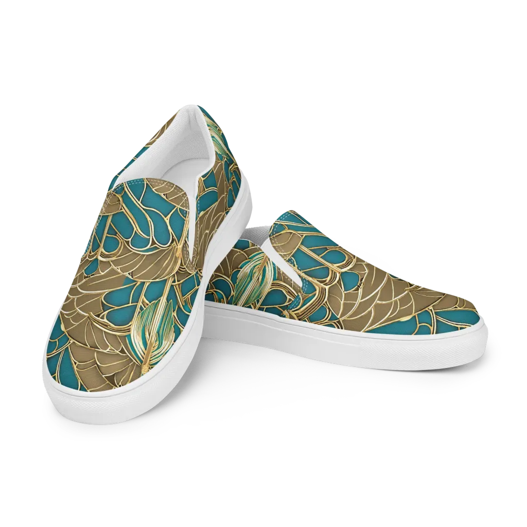 Gilded Art Nouveau on Men's Slip-On Canvas Shoes — Left Front