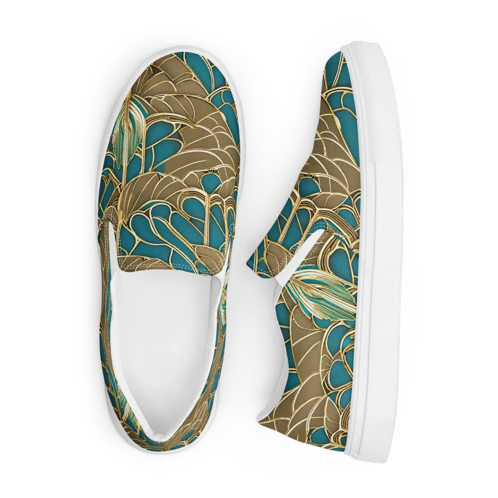 Gilded Art Nouveau on Men's Slip-On Canvas Shoes — Front