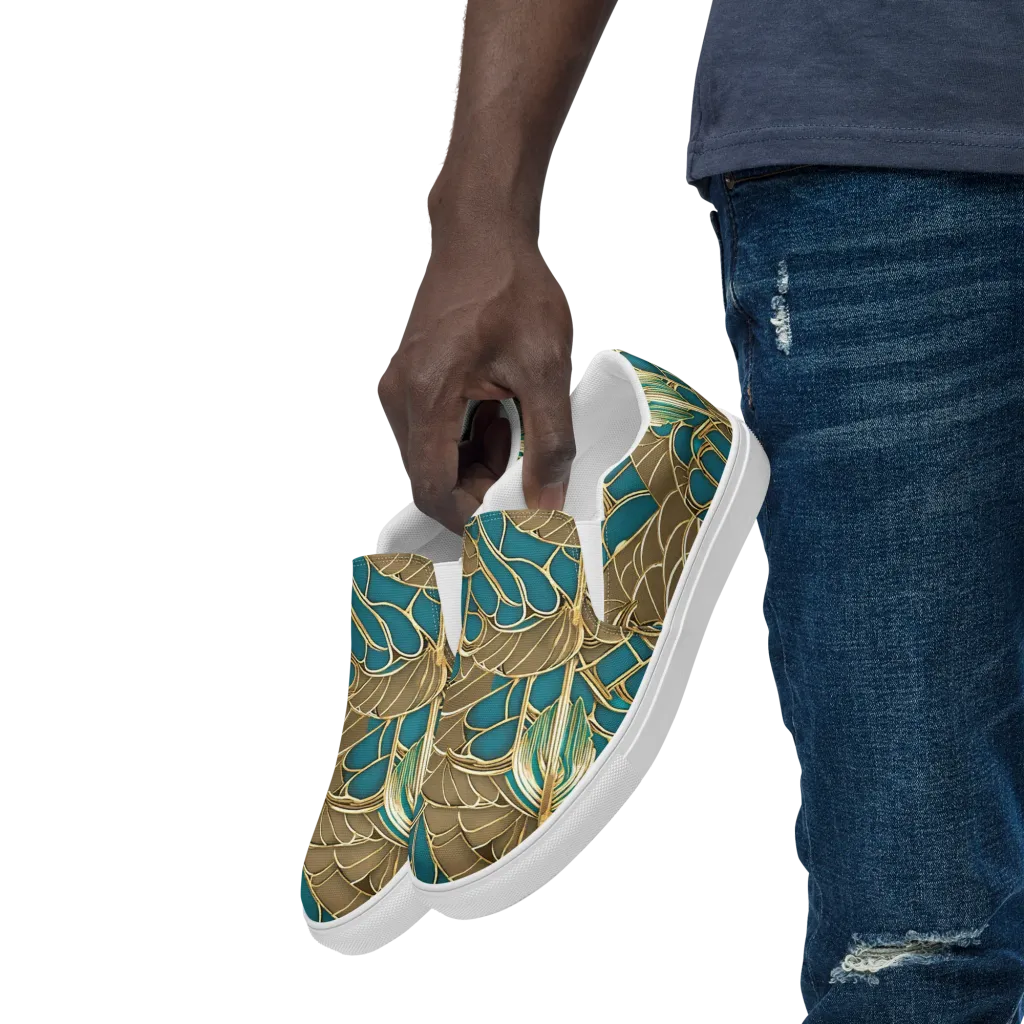 Gilded Art Nouveau on Men's Slip-On Canvas Shoes — Left Front