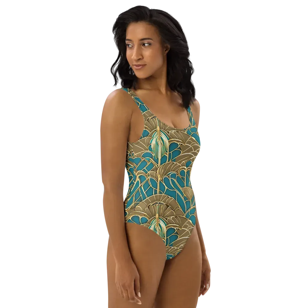 Gilded Art Nouveau on One-Piece Swimsuit — Right
