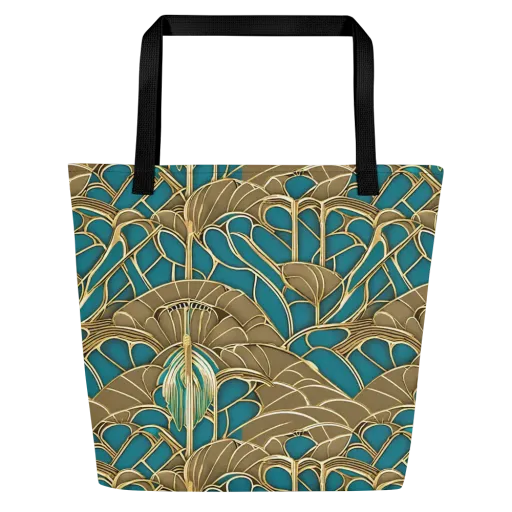 Gilded Art Nouveau on a Large Tote Bag W/ Pocket