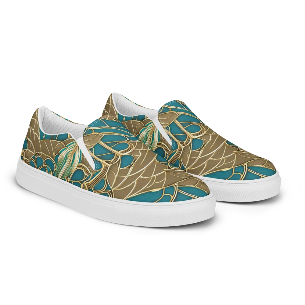 Gilded Art Nouveau on Women's Slip-On Canvas Shoes — Right Front