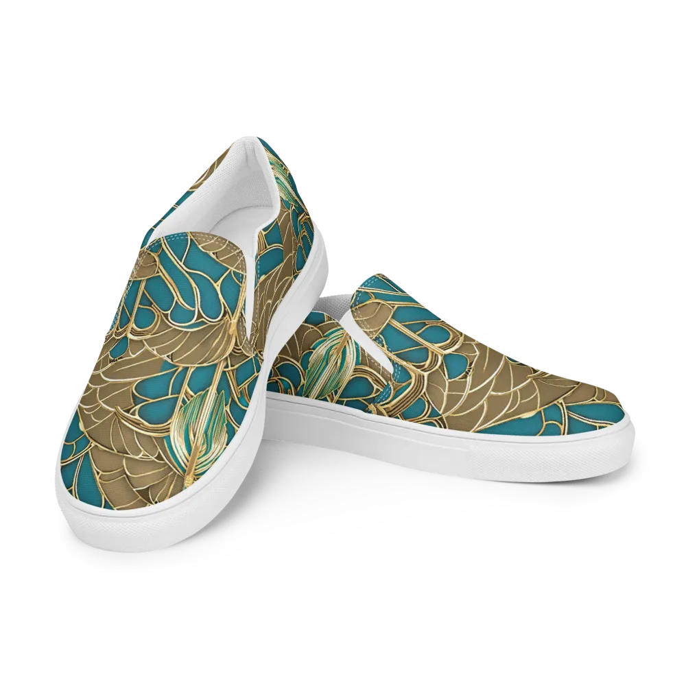 Gilded Art Nouveau on Women's Slip-On Canvas Shoes — Left Front