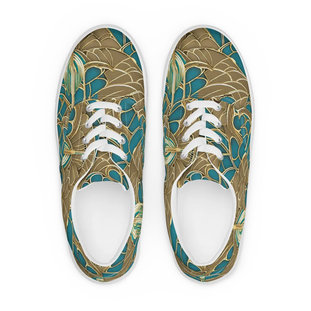 Gilded Art Nouveau on Men's Lace-Up Canvas Shoes — Front