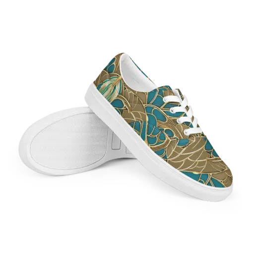 Gilded Art Nouveau on a Men's Lace-Up Canvas Shoes